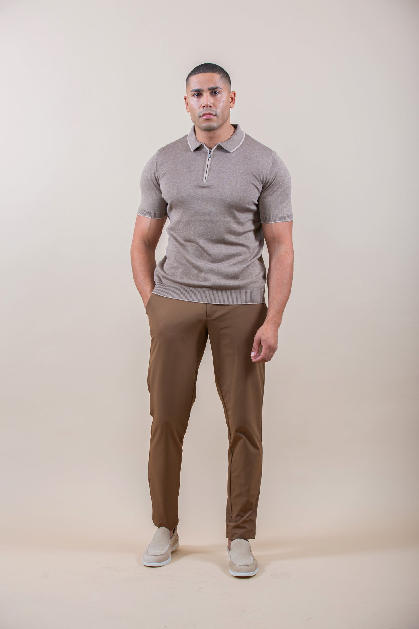 Luxury Half-Zip Polo Shortsleeve