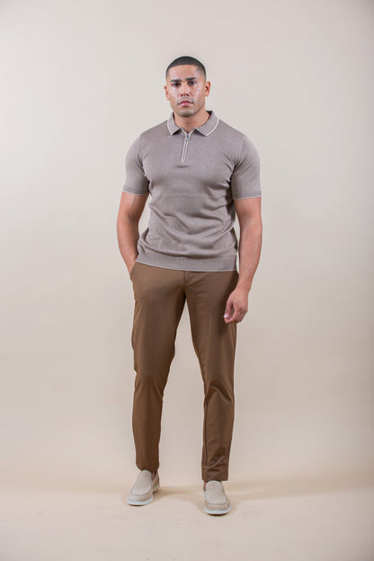 Luxury Half-Zip Polo Shortsleeve